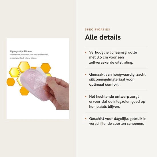 Sostegno per Piede - Gel di Silicona Autoadesivo - Elevatore per Piede - Comodo - 1 Paio - Dimensioni 10,5 x 6,5 cm - Elevatori per Piedi