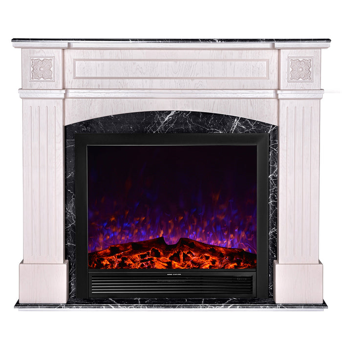 Camino Elettrico da Pavimento 136,5x157x32 cm Effetto Fiamma 1500W Josefina maxi & Maximus Ivory/dark gray