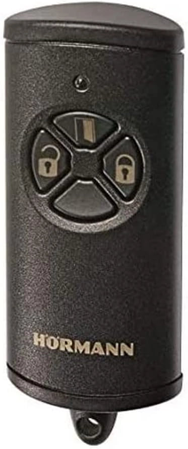 Trasmettitore manuale HSE 4 BS (frequenza 868 MHz, bianco lucido, azionamento per porta del garage con tappi cromati, batterie, dimensioni 28 x 70 x 14 mm, anello portachiavi) 4511565