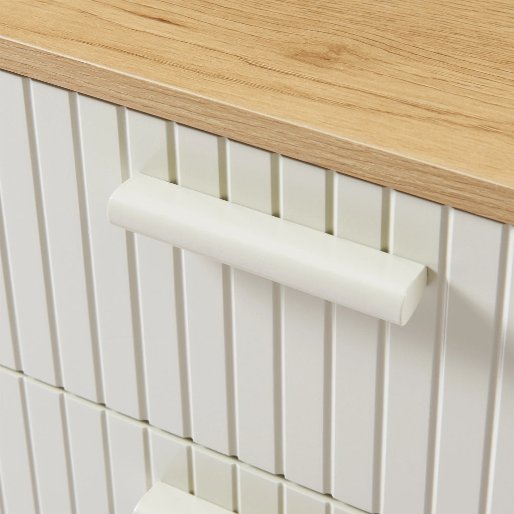 Comodino Ferrersp Mobile Contenitore con 2 Cassetti 50 x 40 x 40 cm - Effetto Rovere / Avena Oatmeal [en.casa]