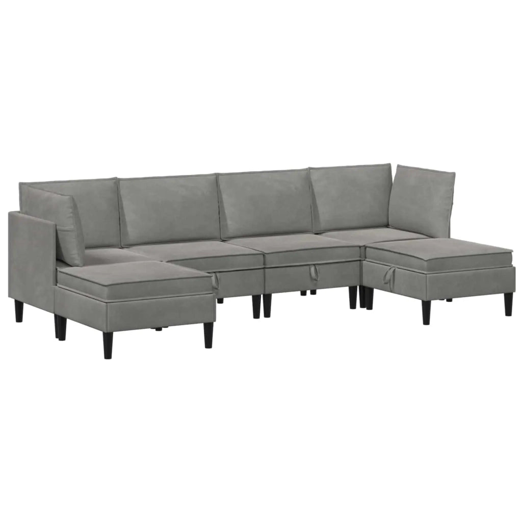 Set di mobili per il soggiorno 6 pcs Grigio Chiaro Velluto