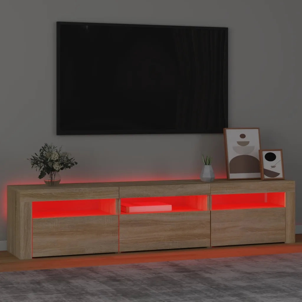 Mobile Porta TV con Luci LED Rovere Sonoma 180x35x40 cm 3152756
