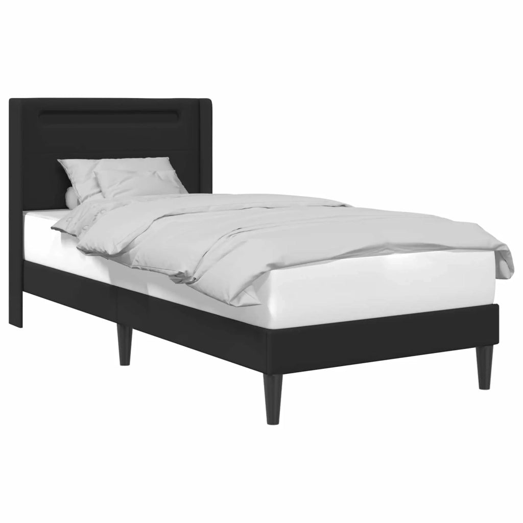 Struttura del letto con strisce LED Nero 80 x 200 cm Similpelle 42027961