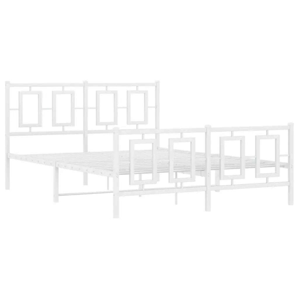 Giroletto con Testiera e Pediera-Struttura Letto Metallo Bianco 140x190 cm 528724