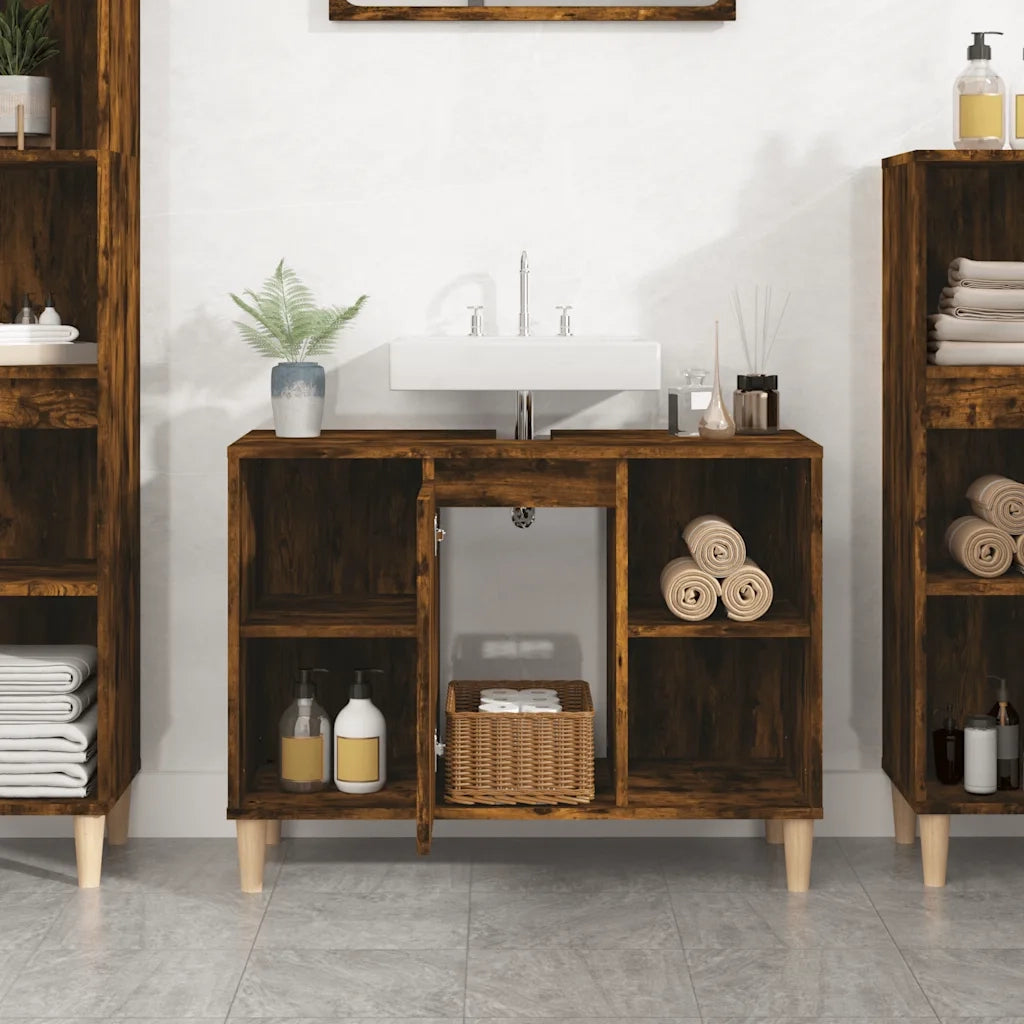 Mobile Lavabo | Armadio Lavabo Rovere Fumo 80x33x60 cm in Legno Multistrato