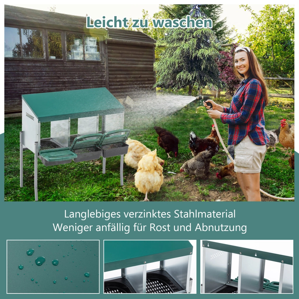 NIDO PER GALLINE 80 x 33 x 81 cm Metallo Verde 3 scomparti