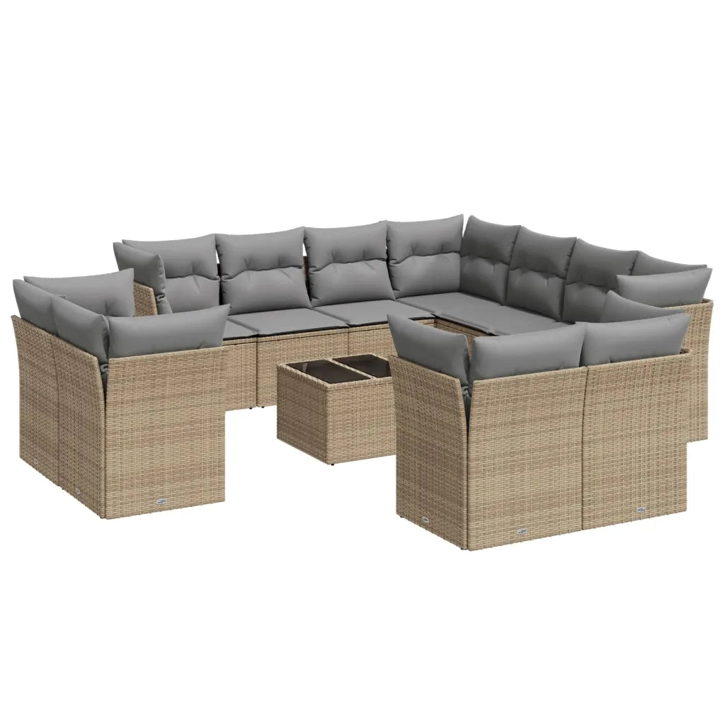 Set Divani da Giardino 12 pz con Cuscini Beige in Polyrattancod mxl 111552