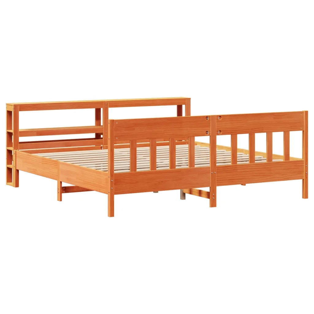 Letto senza Materasso Marrone Cera 200x200 cm in Legno di Pino 3306254
