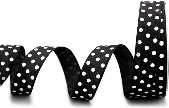 Decorazione con punti neri e bianchi a strisce 20 m x 25 mm - nastro con filo - decorazione per regalo - a punti - Pasqua - compleanno - bambini nastro decorativo.
