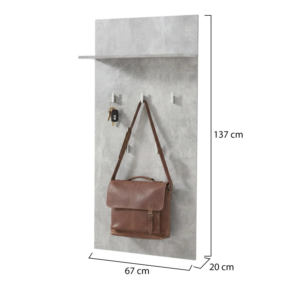 Traves, Appendiabiti set Fissaggio a Muro Incluso, 137h cm Grigio Cemento
