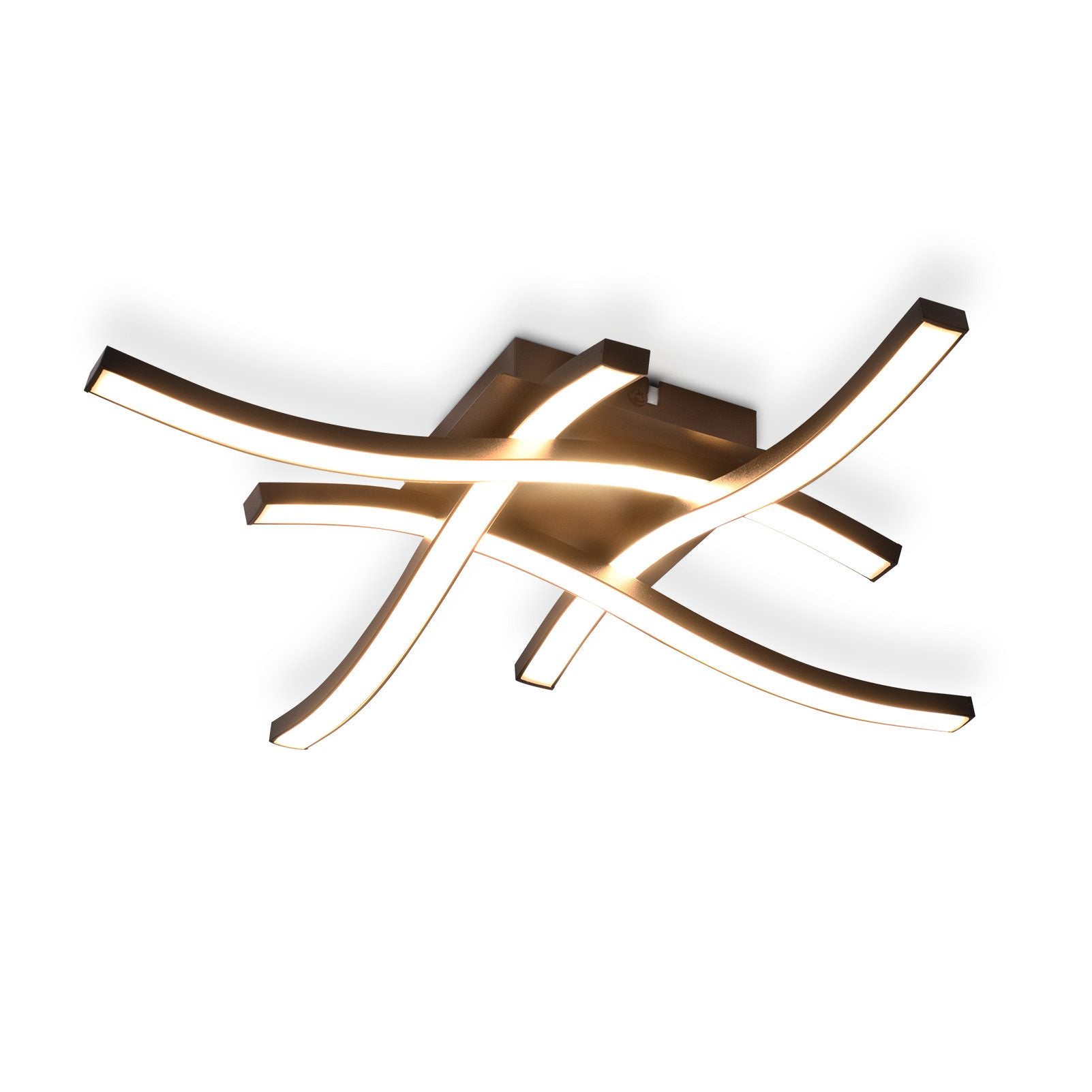 ZMH Lampada da soffitto plafoniera LED moderna legno nero luce bianca calda per soggiorno