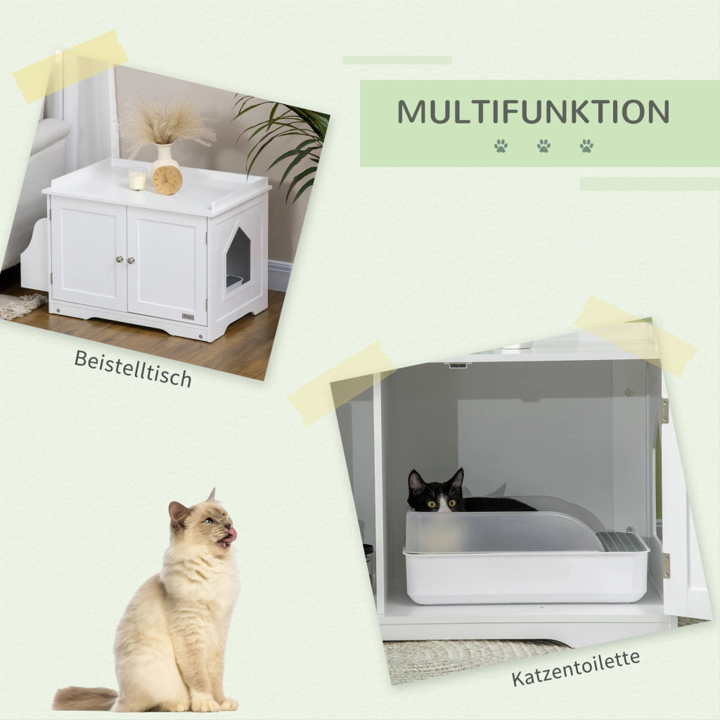 ARMADIETTO LETTIERA PER GATTI 86x48x52 cm MDF Bianco