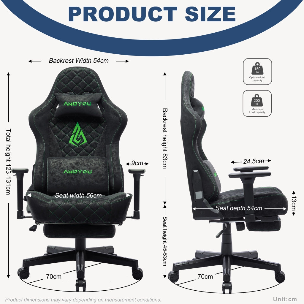 Poltrona Gaming Ergonomica Pelle PU Vintage ¨C Zephmum ¨C Nero