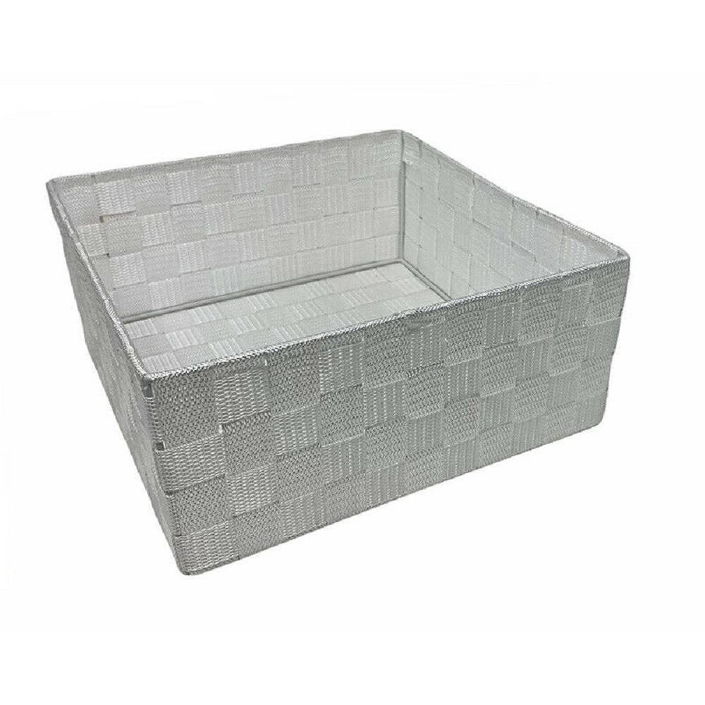 Trade Shop - 6pz Scatola In Tessuto Contenitori Organizer Bagno Armadio Cassetti Bianco -