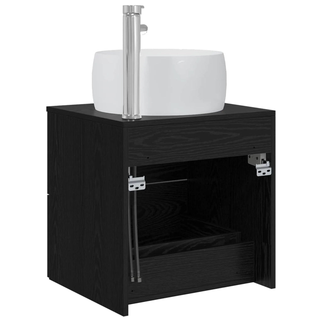Mobile Lavabo da Parete Rovere Nero 49,5 x 44,5 x 66 cm 890311