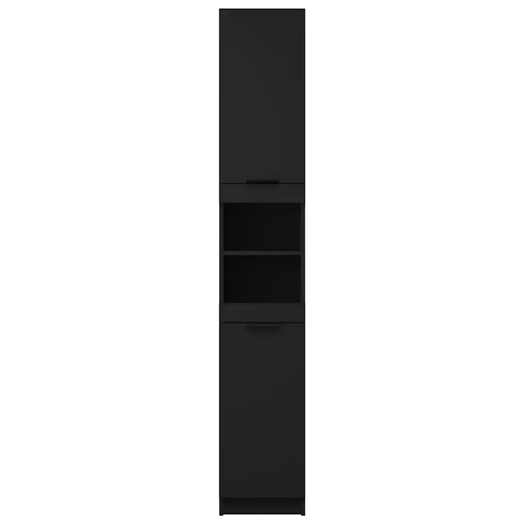 Armadietto da Bagno Nero 32x34x188,5 cm in Legno Multistrato 811323