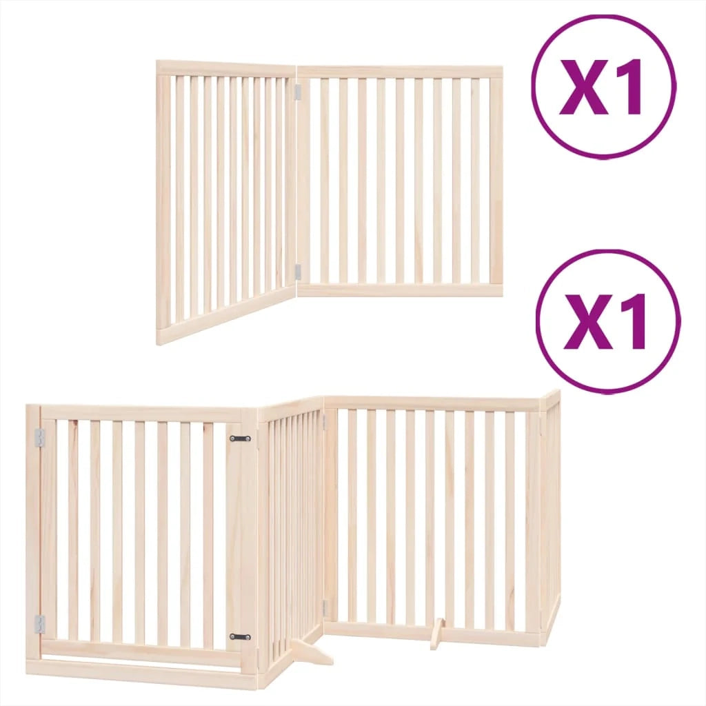 Cancelletto di sicurezza per cani con porta pieghevole 6 pannelli legno di pioppo marrone 02_0023018