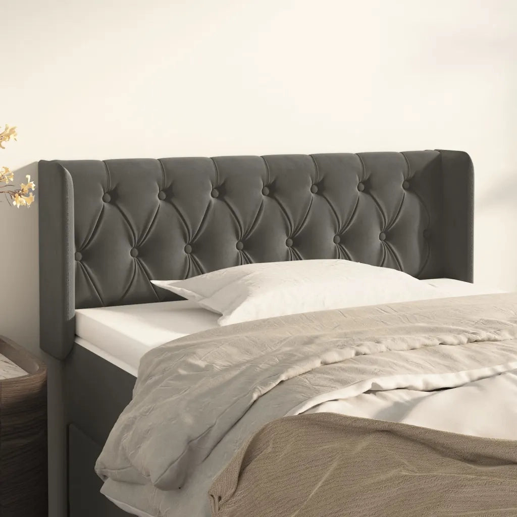 Testiera ad Orecchio Grigio Scuro 103x16x78/88 cm in Velluto 3119147