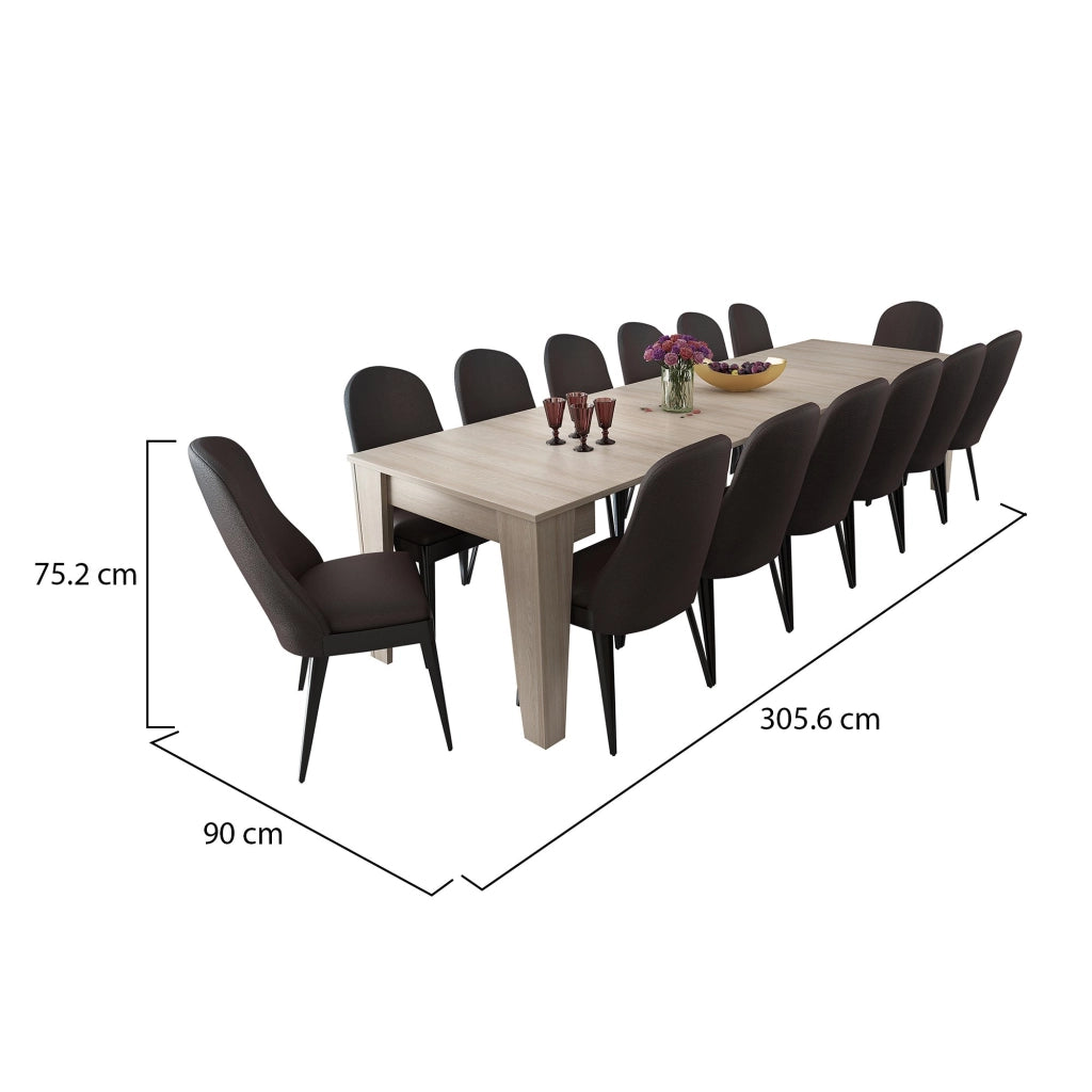 Gizio, Consolle Allungabile Allungabile, 305.6x90x75.2h cm Marrone Olmo