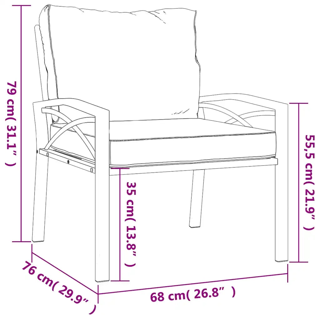 Sedia da patio-Sedie da Giardino con Cuscini Sabbia 2pz 68x76x79 cm Acciaio