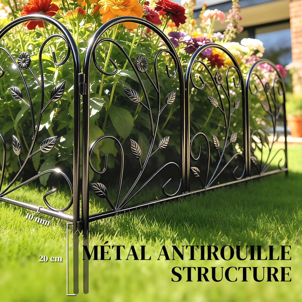 Pannello Recinzione Giardino 5 Pezzi 80x60 cm ¨C Zephmum ¨C Nero Antiruggine