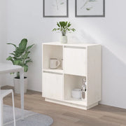 Credenza Bianca 74x35x80 cm in Legno Massello di Pino 814350