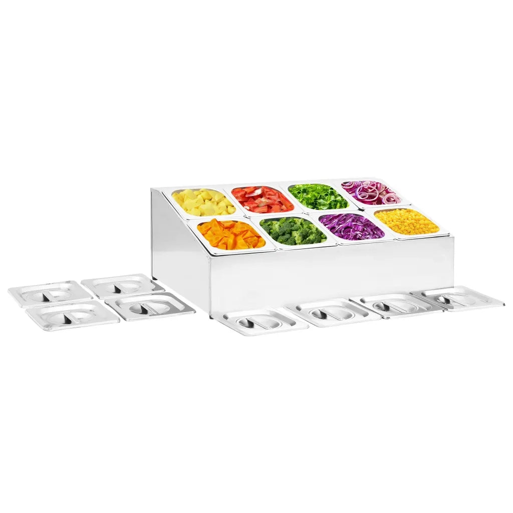 Supporto Gastronorm con 8 Contenitori GN 1/6 in Acciaio Inox CFW3647556
