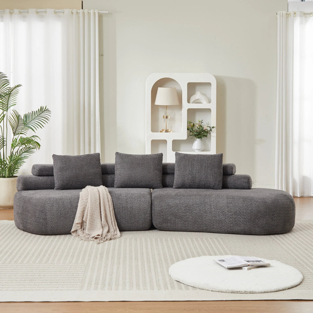 Divano modulare curvo 3 pezzi in chenille grigio antracite HOMVRA