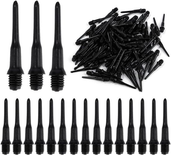 Punti in plastica per darts elettronici 2Ba - Set da 50 pezzi (Nero) con punte morbide