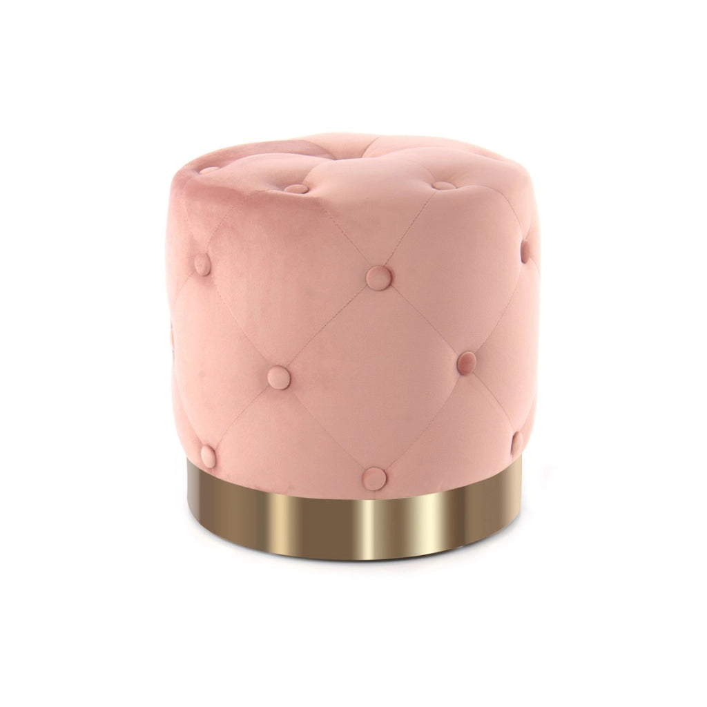 Pouf capitonne' Piano in velluto rosa antico