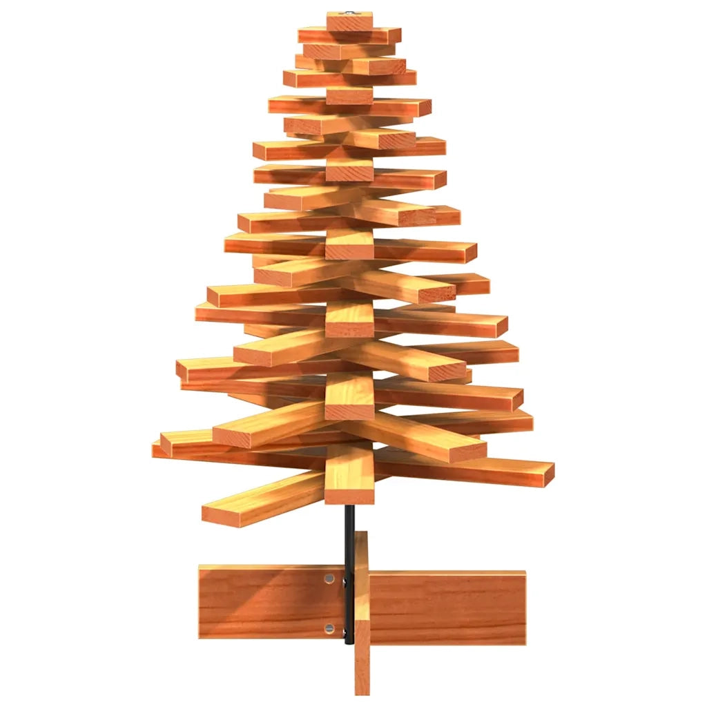 Albero di Natale Marrone Cera 80 cm in Legno Massello di Pino 858203