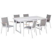 Set da giardino 8 posti con tavolo allungabile e sedie in alluminio grigio stile moderno esterno