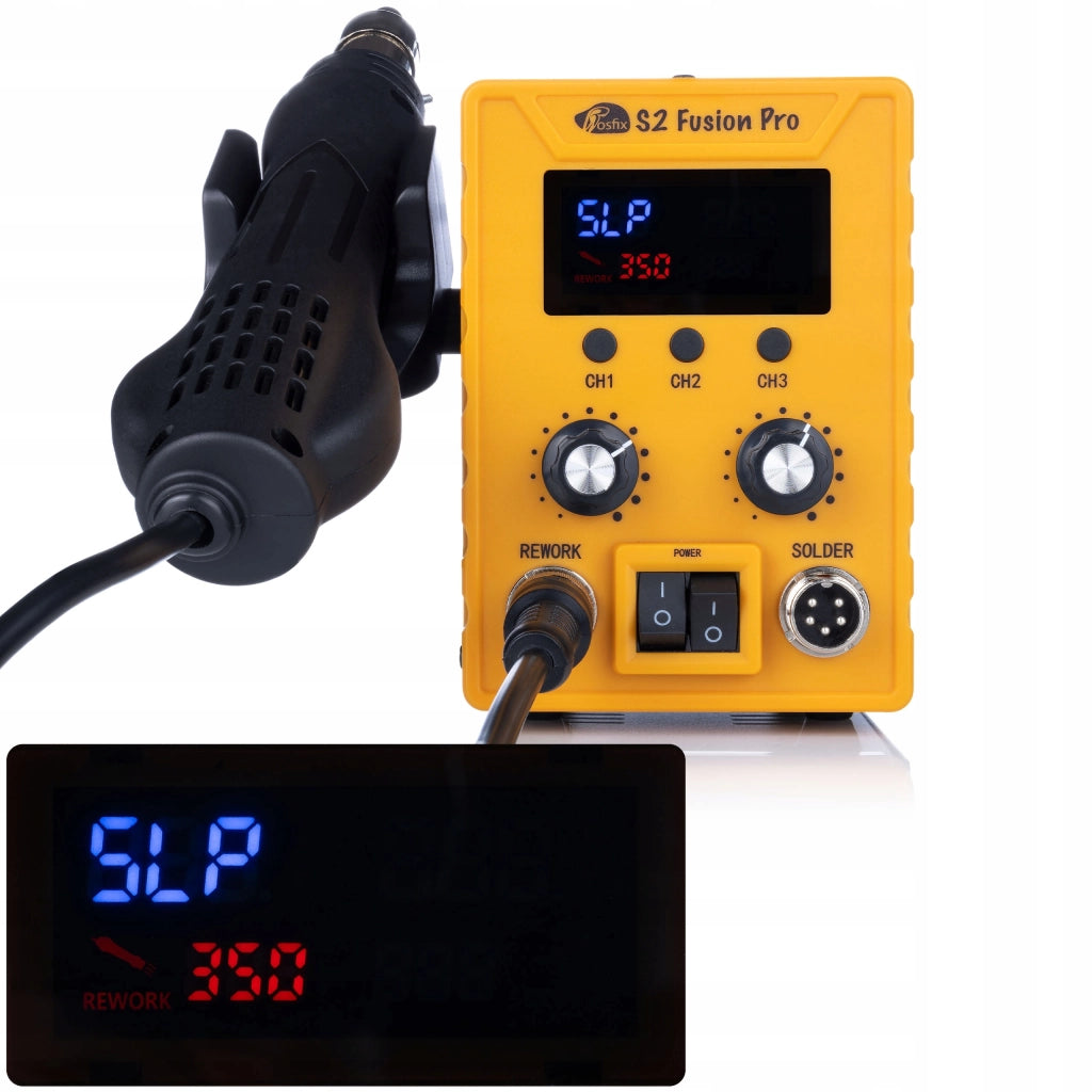 Stazione Saldante 2 in 1 Rosfix S2 Fusion Pro – 760W Hot Air e Saldatrice Plastica | LCD, ESD Safe, 3 Programmi