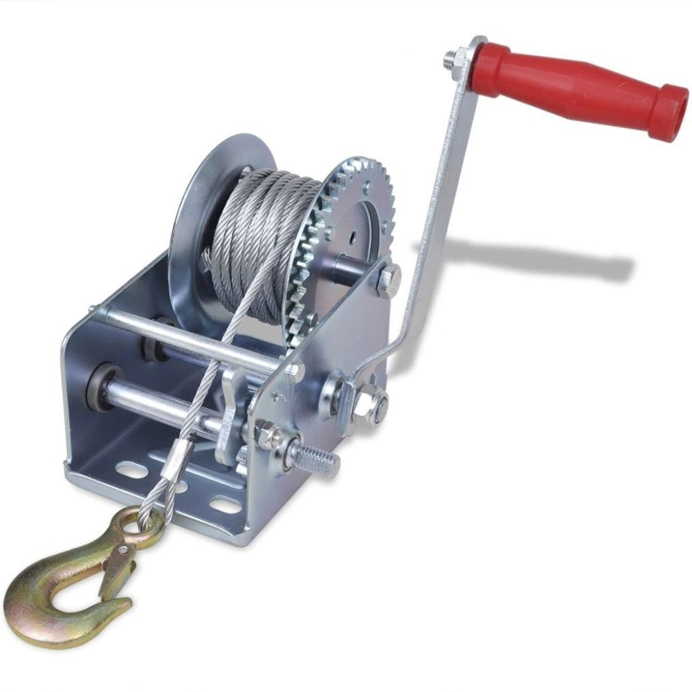 Trade Shop - Paranco Montacarichi Verricello Gancio Manuale Argano 1350 Kg Cavo Da 10 Mt -