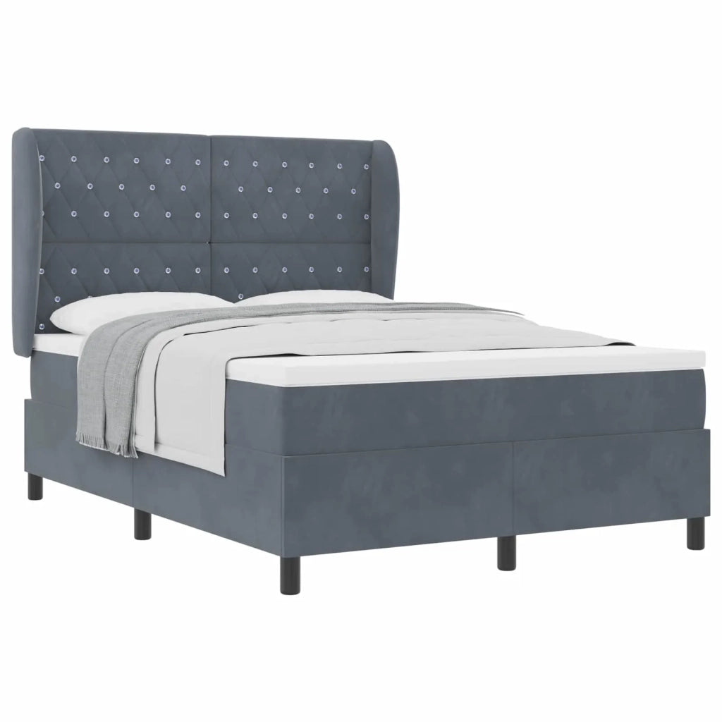 Letto a molle con materasso Grigio scuro 200 x 140 cm Velluto 3340875