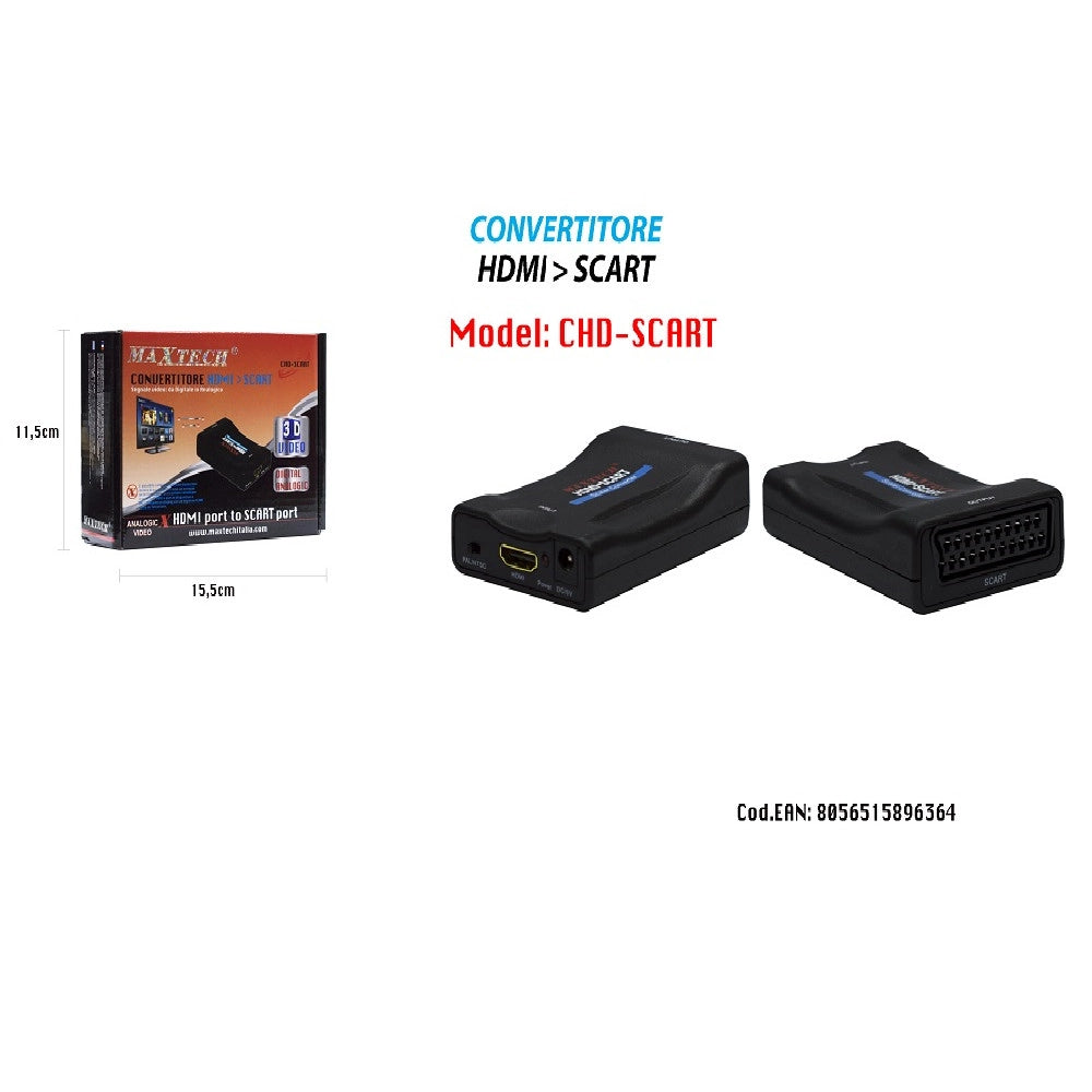 Trade Shop - Convertitore Adattatore Da Hdmi A Scart Da Digitale In Analogico Maxtech Chd-scart -