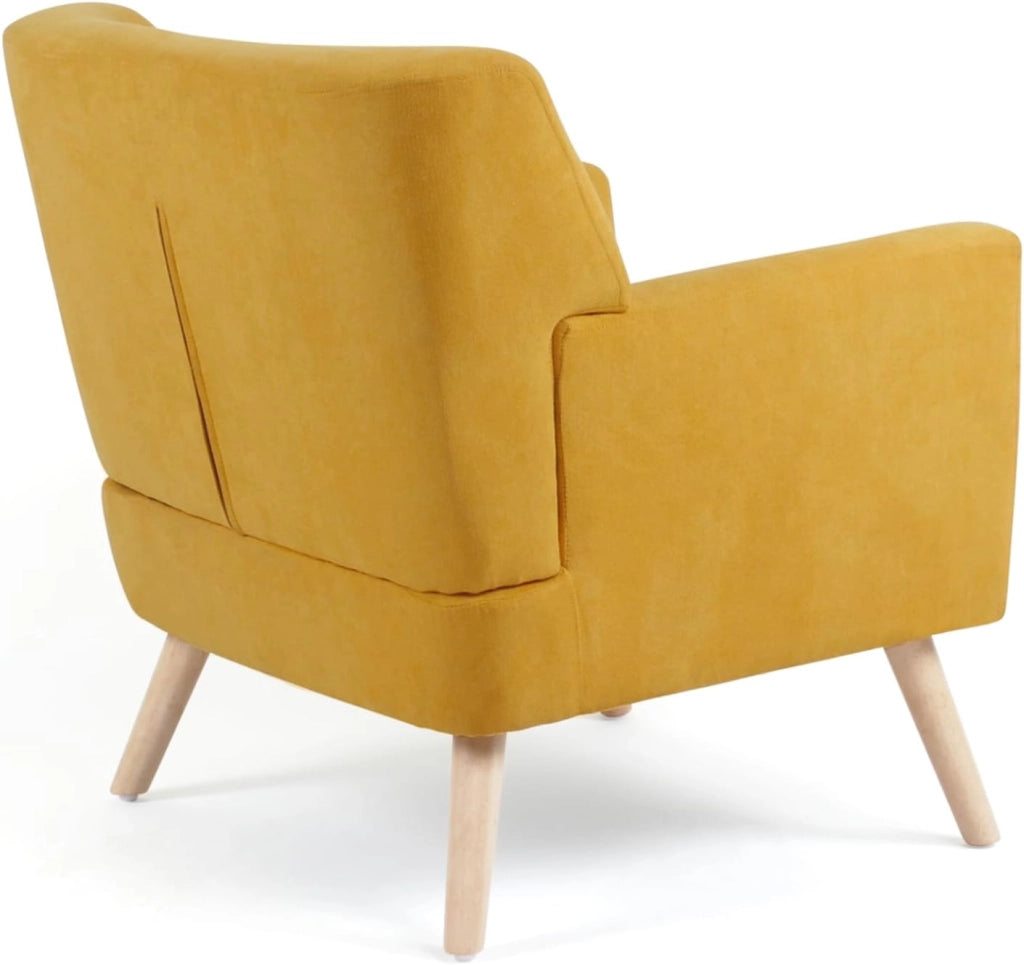 Poltrona scandinava in tessuto giallo senape LIV