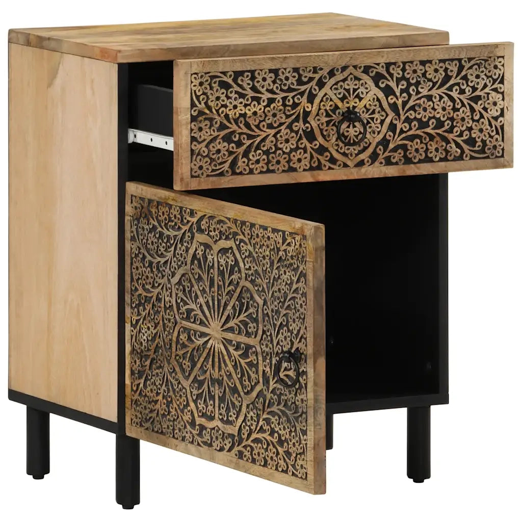 Comodino 50x33x60 cm in Legno Massello di Mango