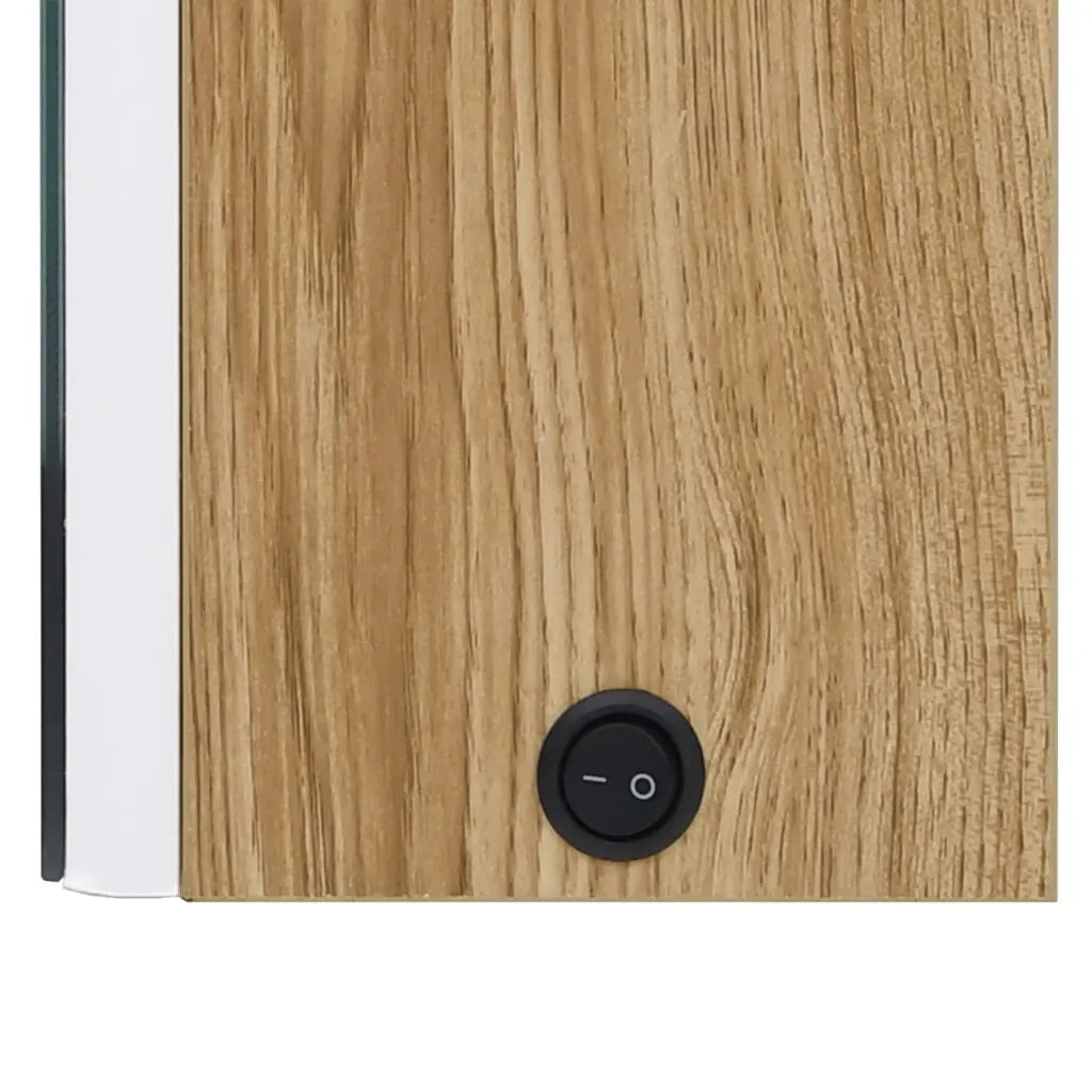 Armadietto Bagno con Specchio e LED Bianco e Rovere 50x13x70 cm 326493