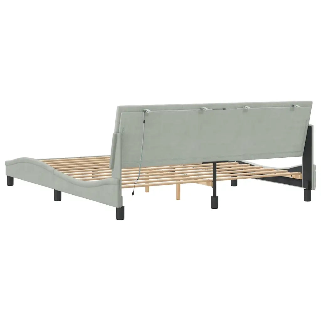 Giroletto con LED senza Materasso-Struttura Letto Hanko Grigio Chiaro 180x200 cm in Velluto