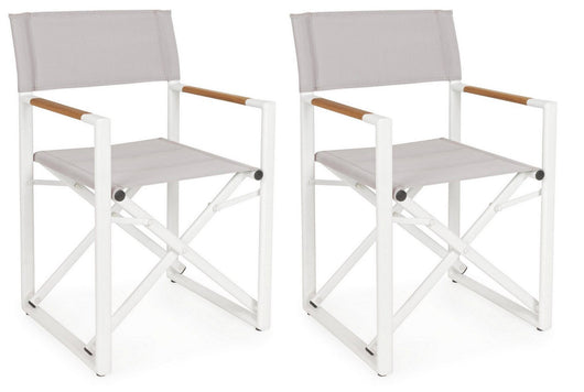 Set 2 Sedie Pieghevoli da Regista 51x54x86 cm in Alluminio Lagun Bianca