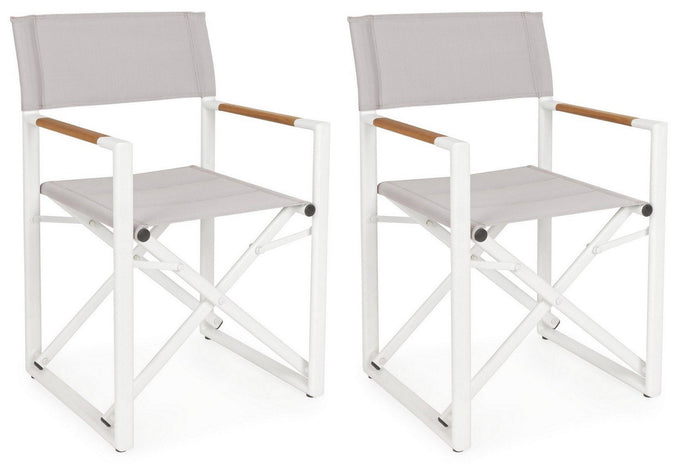 Set 2 Sedie Pieghevoli da Regista 51x54x86 cm in Alluminio Lagun Bianca