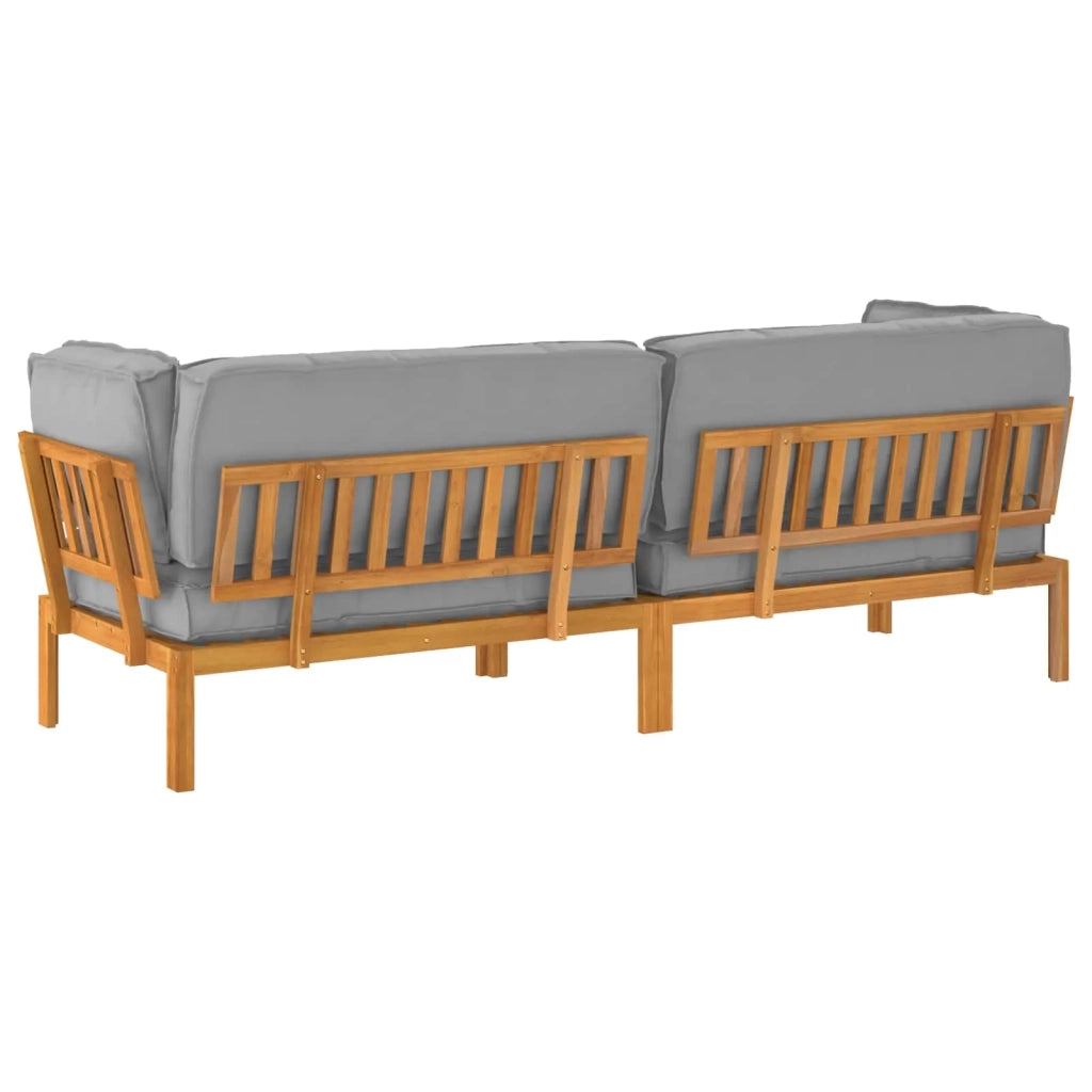 Set di divani con cuscino 2 pcs Grigio Legno di Acacia Massello