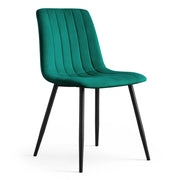 Sedia in velluto trapuntata LIVO Verde Bottiglia gambe nere