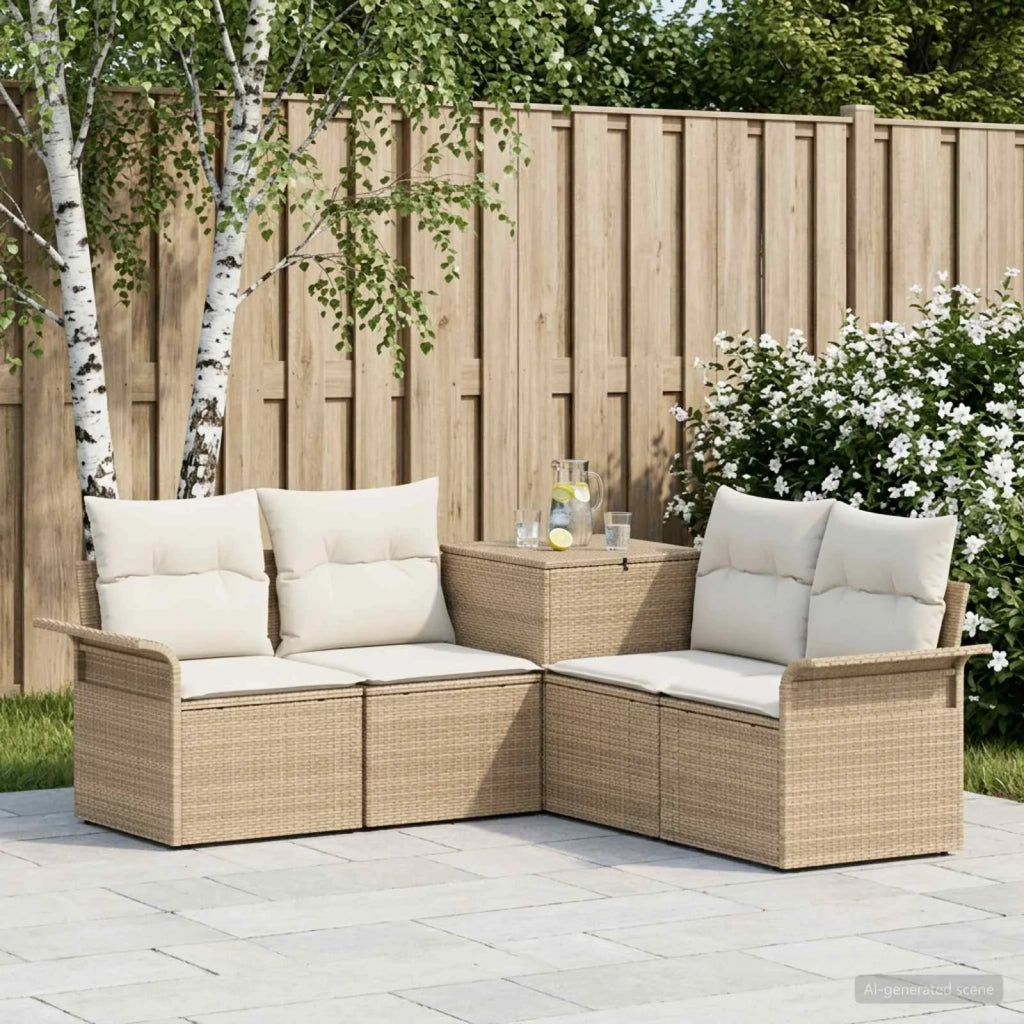Set di divani 5 pz Beige e Bianco Crema 3447742