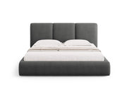 Cosmopolitan Design - Letto a cassettone con testiera "Nicolas" 160x200cm in ciniglia grigio scuro 