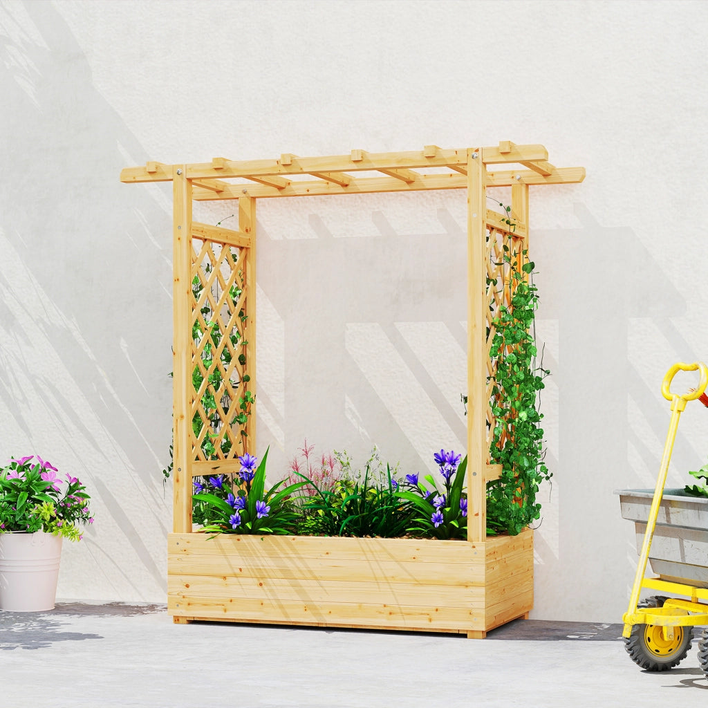 Fioriera da Giardino con Griglia ¨C Minimal ¨C Legno Naturale 110x44x113cm