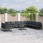 Set Divano da Giardino con cuscino 10 pcs Nero Alluminio 3378878
