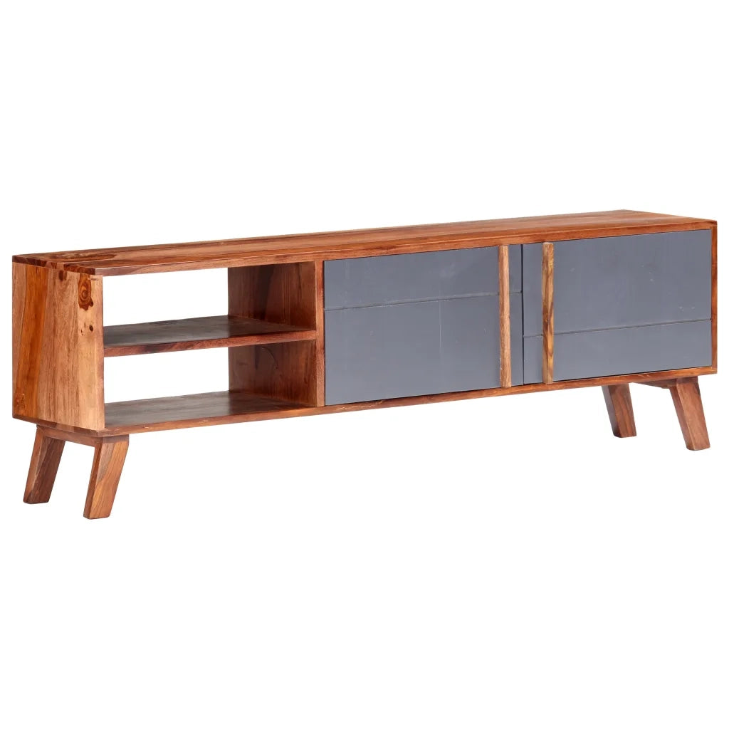 Mobile Porta TV Grigio 140x30x45 cm in Legno Massello 286369