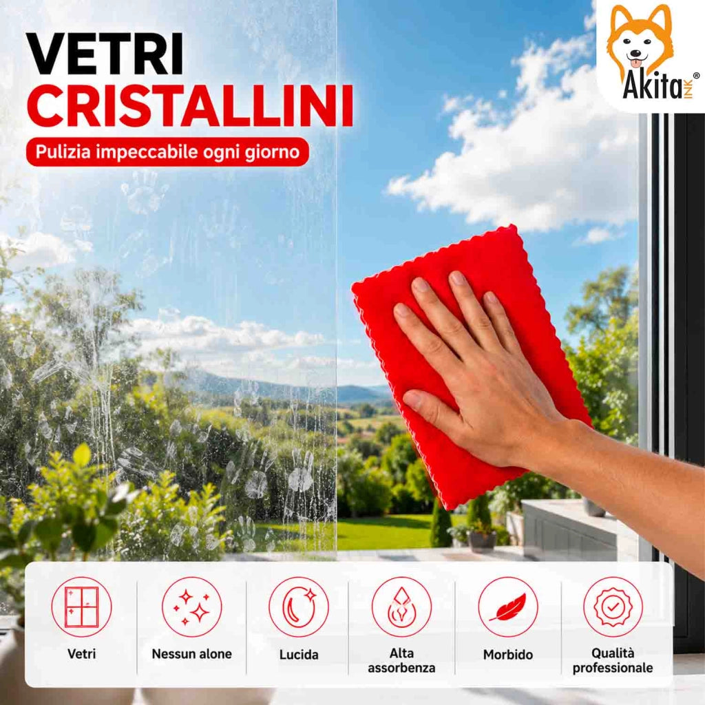 Akitaink 3 Panni in Microfibra Vetri 38x38 cm